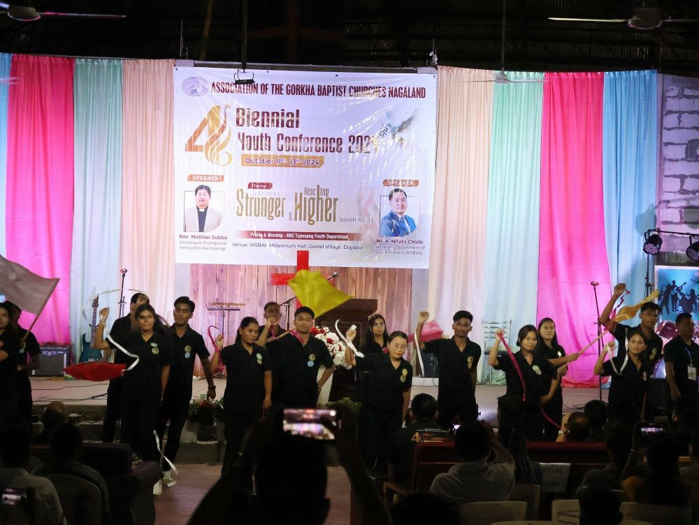 A performance during the 4th Biennial Youth Conference of the Association of Gorkha Baptist Churches Nagaland.